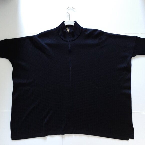 St. John Sport Oversized Full Zip Mock Neck 3/4 Sleeve Sweater Black Size S - Picture 9 of 14